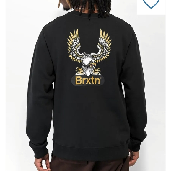 New Brixton Eagle Logo Fleece Pullover - Picture 3 of 8